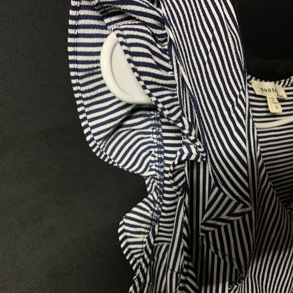 Monteau Striped Tie Front Ruffle Blouse Sailor - Picture 11 of 14